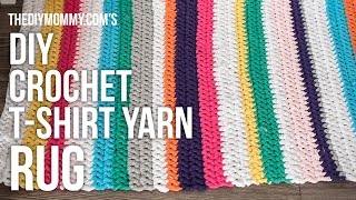 DIY Crochet Tshirt Yarn Rug Tutorial [upl. by Naihtniroc]