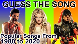 Guess The Song From 1980 to 2020  Guess The Popular Songs Music Quiz  Guess The Song Challenge [upl. by Atikahc]