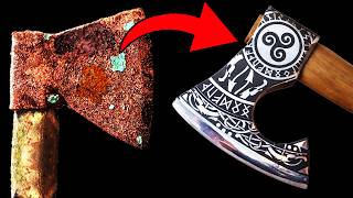 Antique Hatchet Restoration with AWESOME VIKING modifications [upl. by Alidia]