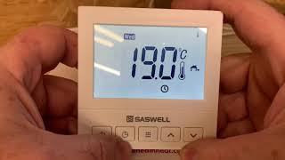 Saswell Programmable Room Thermostat  How To Set SAS920WHL [upl. by Nodarse]