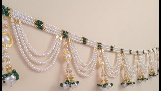 How to make a Pearl Bandhanwar at Home DIY Easy Pearl Toran How to make Toran Latest Moti Toran [upl. by Carrew]