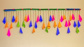 DIY Very Easy Handmade Door Hanging TORAN  Paper Cone Crafts [upl. by Halford729]