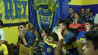 Momento en que los hinchas de Boca recibieron un impacto fuerte el gol de Juanfer Quintero para Rive [upl. by Eednam]