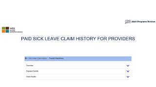 Paid Sick Leave Claim History for Providers [upl. by Sim]