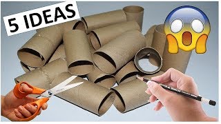 5 Manualidades Fáciles y Rápidas con ROLLOS DE PAPEL HIGIÉNICO O TUBOS DE CARTÓN [upl. by Eitnom743]