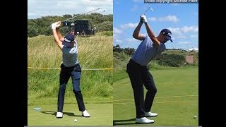 Justin Thomas golf swing  Long Iron faceon amp downtheline July 2017 [upl. by Ettie324]