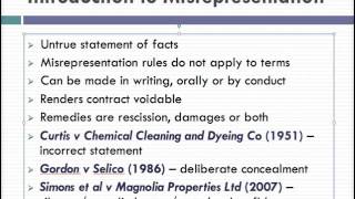 Misrepresentation Lecture 1 of 4 [upl. by Ahseyk]