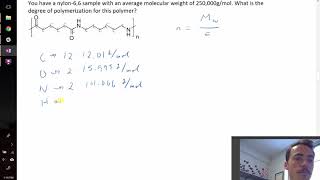 Degree of polymerization example problem [upl. by Yniatirb]