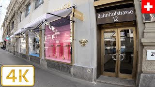 Bahnhofstrasse the main shopping street in Zurich Switzerland  Spring【4K】SchweizSuisse [upl. by Ahsimot]