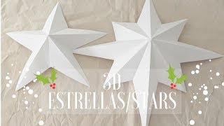 Como Hacer Estrella de Papel 3D 5 y 8 puntas How To Make a 3D Star 5 amp 8 Points diy [upl. by Rohpotsirhc]