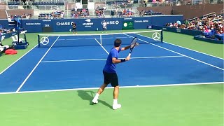 Roger Federer Slow Motion Forehand amp Backhand Court Level View  ATP Tennis Federer Training [upl. by Mimajneb]